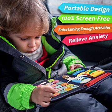 Qizfun Montessori Busy Board for 1-4 Year Olds