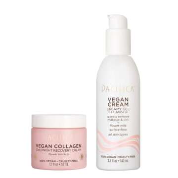 Pacifica Beauty Vegan Collagen Overnight Recovery Cream & Vegan Cream Creamy Gel Cleanser Set, Skinc...