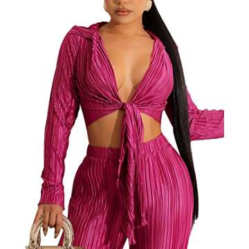 Alllife Women's Sexy Pink 2 Piece Summer Outfit for Clubs