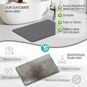 ZIKIBL Stone Bath Mat Quick-Drying Diatomaceous Earth Bath Mat