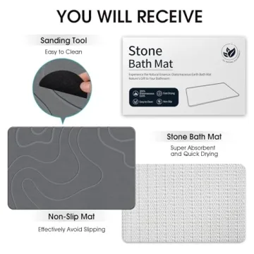 ZIKIBL Stone Bath Mat Quick-Drying Diatomaceous Earth Bath Mat
