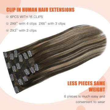 UGOTRAYS Mushroom Brown Hair Extensions Real Human Hair Ombre Medium Brown Fading to Caramel Blonde ...