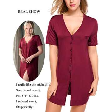 Avidlove V Neck Sleep Shirt - Comfortable & Stylish Nightwear