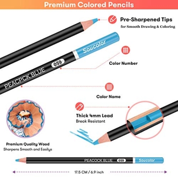 Soucolor 180-Color Artist Colored Pencils Set for All Ages