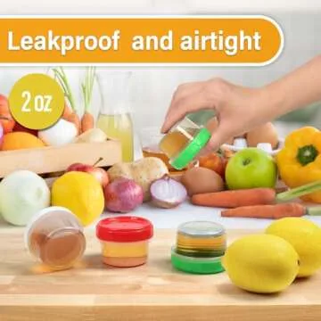 EONJOE 2 oz Plastic Containers with Lids Small Salad Dressing Container To Go Condiment Sauce Dipping Cups Jar Airtight,12-pack