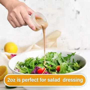 EONJOE 2 oz Plastic Containers with Lids Small Salad Dressing Container To Go Condiment Sauce Dipping Cups Jar Airtight,12-pack