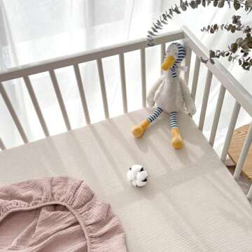 Lulu moon Muslin Crib Sheets - Fitted Crib Mattress Sheets for Boys and Girl - 28"x 52", 2 Pack (Cream & Sand)