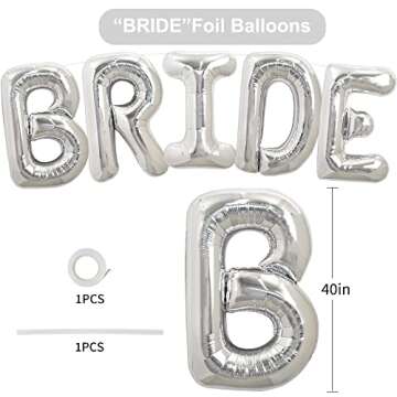 TONIFUL 40 Inch Large Silver Bride Balloons, Giant Jumbo Helium Foil Mylar Big Bride Balloons Banner...