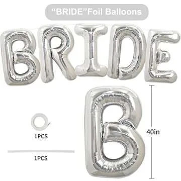TONIFUL 40 Inch Large Silver Bride Balloons, Giant Jumbo Helium Foil Mylar Big Bride Balloons Banner...