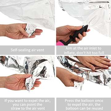 TONIFUL 40 Inch Large Silver Bride Balloons, Giant Jumbo Helium Foil Mylar Big Bride Balloons Banner for Wedding Marriage Bridal Shower Engagement Bride To Be Party Decorations and Supplies