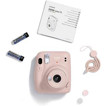 Fujifilm Instax Mini 11 Camera + Fuji Instant Instax Film (40 Sheets) & Includes Case + Assorted Frames + Photo Album + 4 Color Filters and More Bundle (Pink)