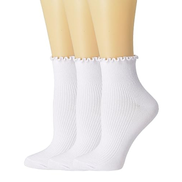 SRYL Ruffle Ankle Socks for Women's,Casual Cute Turn-Cuff Socks Soft Breathable Knit Cotton Lettuce ...