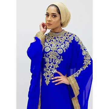 Royal Bliss Kaftan For Women-Long Sleeve Maxi Dress, Gown Formal Lounge Wear (Royal Blue), One Size