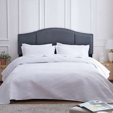 Finnhomy Linen Fabric Upholstered Queen Size Headboard with Nailheads Trim Platform, Adjustable Height Head Board, Dark Gray