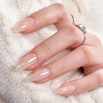 BTArtbox Press On Nails Medium Almond - Fall Press on Nails Chrome Nails, Light Weight & Fit Perfect...