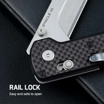 OKNIFE Otacle U1 Folding Pocket Utility Knife, Quick Change Box Cutter with Rail Lock, EDC Razor Knife with Pocket Clip for Office, Factory
