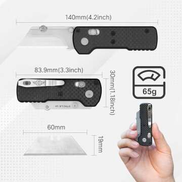 OKNIFE Otacle U1 Folding Pocket Utility Knife, Quick Change Box Cutter with Rail Lock, EDC Razor Knife with Pocket Clip for Office, Factory