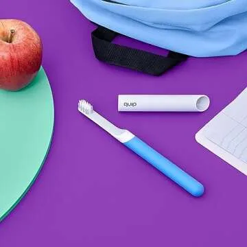 Quip Sonic Toothbrush for Kids - Timed Electric Toothbrush with Small Replaceable Brush Head - Soft Bristles, Rubber Handle, 3 Month Battery Life - Travel Toothbrush - Blue