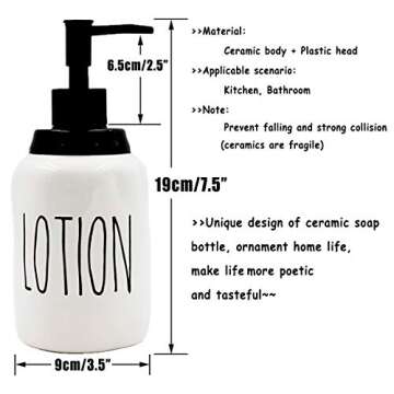 2-Pack Ceramics Soap Dispenser for Kitchen and Bathroom, Ideal for Kitchen Dish Soap, Hand Soap, Essential Oil & Lotion(Lotion & SOAP)