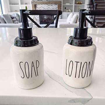 2-Pack Ceramics Soap Dispenser for Kitchen and Bathroom, Ideal for Kitchen Dish Soap, Hand Soap, Essential Oil & Lotion(Lotion & SOAP)