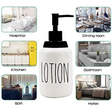 2-Pack Ceramics Soap Dispenser for Kitchen and Bathroom, Ideal for Kitchen Dish Soap, Hand Soap, Essential Oil & Lotion(Lotion & SOAP)