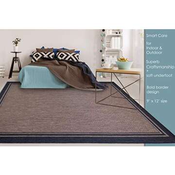 Gertmenian Indoor Outdoor Classic Flatweave Area Rug, Stain & UV Resistant Carpet, Deck, Patio, Pool...