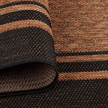 Gertmenian Indoor Outdoor Classic Flatweave Area Rug, Stain & UV Resistant Carpet, Deck, Patio, Poolside & Mudroom, 9x13 Ft Extra Large, Simple Border, Black Tan, 22012