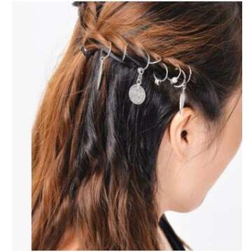 Hyamass 40pcs Antique Silver Hair Braid Charms