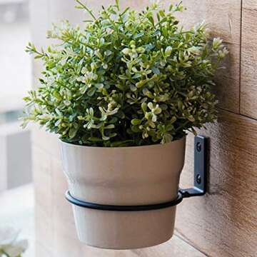 ORZ 4 inch Flower Pot Holder Ring, Set of 3 Pot Wall Mounted Metal Plant Holder, Collapsible Bracket, Iron Black
