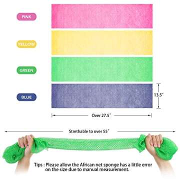 3 Pieces African Net Sponge, African Exfoliating Net Rip-Resistant Loofah Exfoliating, Body Back Scr...