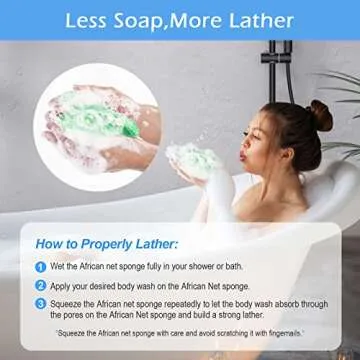 3 Pieces African Net Sponge, African Exfoliating Net Rip-Resistant Loofah Exfoliating, Body Back Scrubber for Shower, Long Nylon Exfoliating Back Washcloth Towel for All Skin Daily Use