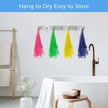 3 Pieces African Net Sponge, African Exfoliating Net Rip-Resistant Loofah Exfoliating, Body Back Scrubber for Shower, Long Nylon Exfoliating Back Washcloth Towel for All Skin Daily Use