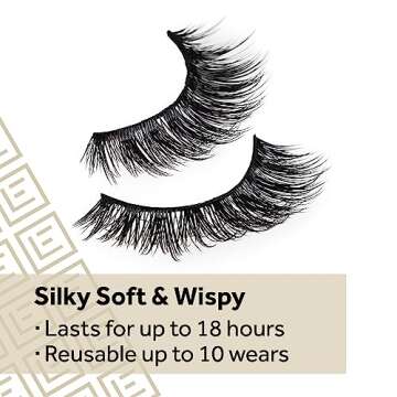 Eylure Luxe Silk Marquise Reusable Eyelashes, Adhesive Included, 1 Pair