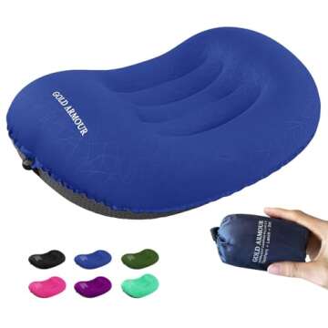 Gold Armour Lightweight Inflatable Camping Pillow - Travel Comfort