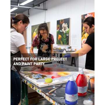 15 Colors Large Acrylic Paint Set (33.8 oz,1000 ml) - Smallbudi Art Painting Bulk Supplies for Multi Surface Canvas Wood Leather Fabric Rock Craft, Non Toxic Paint for Kid & Adult with Press Pump &