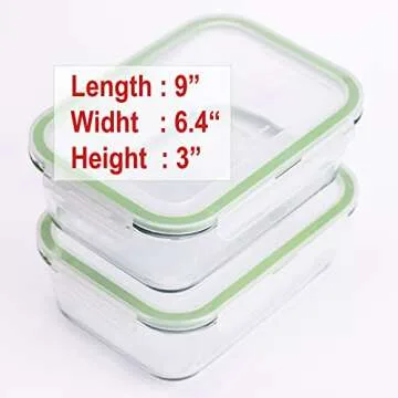 63 Oz 2 Pcs Large Glass Food Storage Containers 8 Cups Family Size Set Baking Containers with Locking Lids Storing food, BPA Free Leak Proof Microwave Oven Safe (2, 63 OZ)