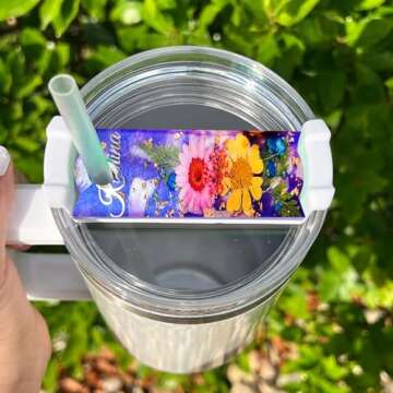 Juome Name Plate Resin Molds Silicone for Stanley Cup Lid 40oz Tumbler with Handle, 8 Pcs Name Tag Silicone Molds for Epoxy Resin Casting, DIY Personalized Custom Name Plate Making for Stanley