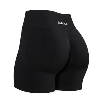 AUROLA Influence Collection Workout Shorts for Women,No Roll Up Squat Proof New Scrunch Seamless Compression Gym Short, Black, XXS