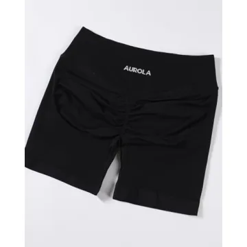 AUROLA Influence Collection Workout Shorts for Women,No Roll Up Squat Proof New Scrunch Seamless Compression Gym Short, Black, XXS