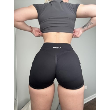 AUROLA Influence Collection Workout Shorts for Women,No Roll Up Squat Proof New Scrunch Seamless Compression Gym Short, Black, XXS