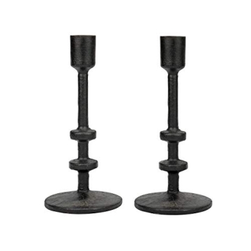 Elegant 7" Black Cast Iron Taper Candle Holder Set - Rustic Charm