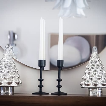 Black Cast Iron Taper Candle Holder Set Elegant Rustic