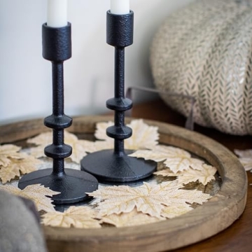 Black Cast Iron Taper Candle Holder Set Elegant Rustic