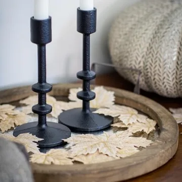 Black Cast Iron Taper Candle Holder Set Elegant Rustic