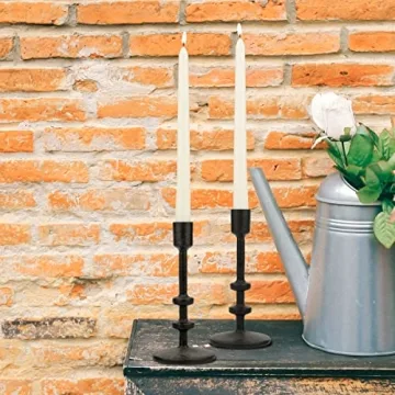 Black Cast Iron Taper Candle Holder Set Elegant Rustic