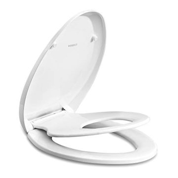 WSSROGY Elongated Toilet Seat with Built in Potty Training Seat, Magnetic Kids Seat and Cover, Slow ...