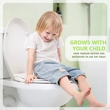 WSSROGY Elongated Toilet Seat with Built in Potty Training Seat, Magnetic Kids Seat and Cover, Slow Close, Fits both Adult and Child, Plastic, White