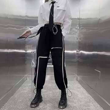 GAI Women's Alt Emo Button Down Shirt Gothic Blouse Techwear Dark Academia Preppy Clothes Aesthetic Japanese Harajuku Streetwear (S,B)