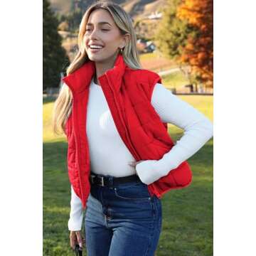 Zeagoo Sleeveless Puffer Vest Women Christmas Outfits For Women Gifts Preppy Winter Fashion Trendy Jackets Coats