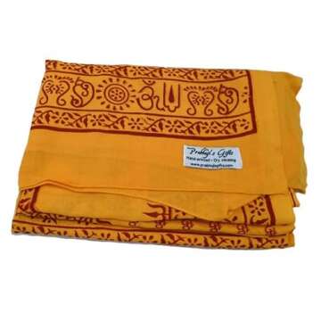 Prabhuji's Gifts Yoga Meditation Prayer Shawl - Mantra Om Yoga Meditation Shawl - Meditation Shawl Wraps for Women and Men - Prayer Shawl - Meditation Accessories - (Yellow, Large)